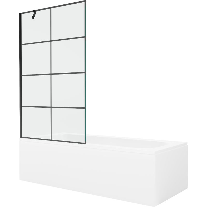 Wanna prostokątna Mexen Vega 170 x 70 cm z obudową i parawanem 1-skrzydłowym 100 cm czarny wzór 550117077X9510007077 1 szt.