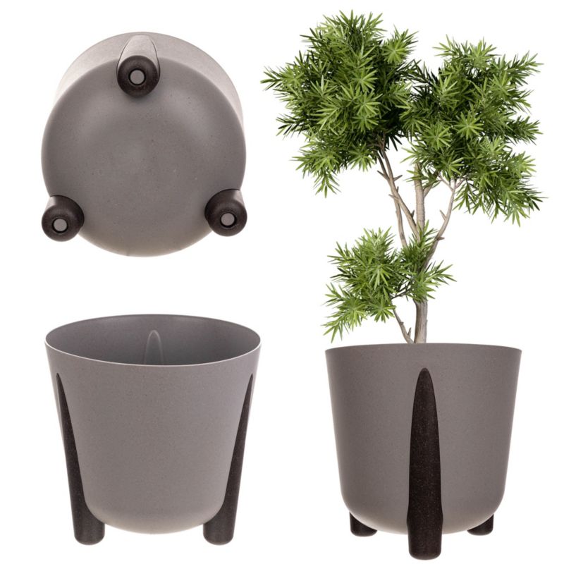 Doniczka KADAX Donica Na Kwiaty Eco Osłonka Nóżki Z Wkładem 18cm szara 1szt.