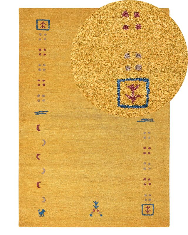 Dywan wełniany gabbeh 140 x 200 cm żółty Akalan 1 szt.