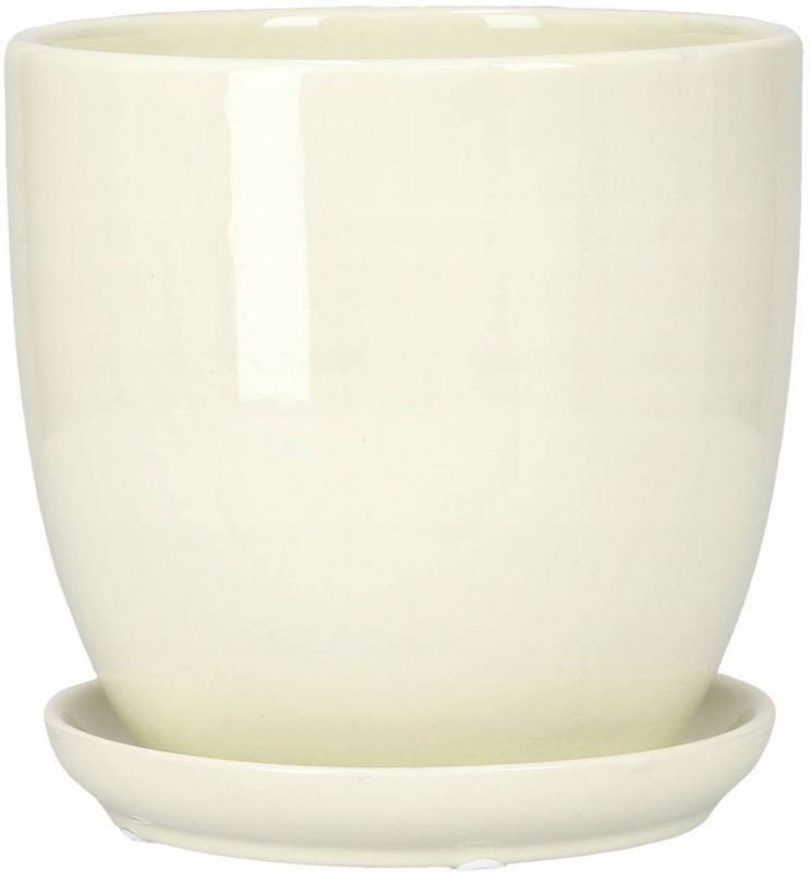 Doniczka ceramiczna KOTARBAU z podstawką kremowa 15 cm 1 szt.