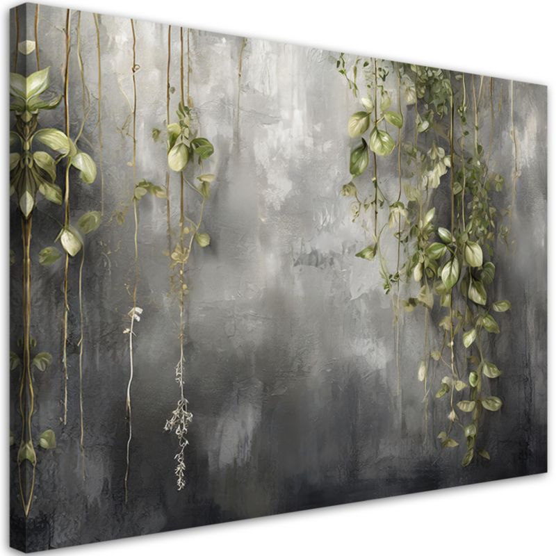 Obraz do salonu sypialni Feeby Beton Natura Zielone Liście 120x80 cm 1szt