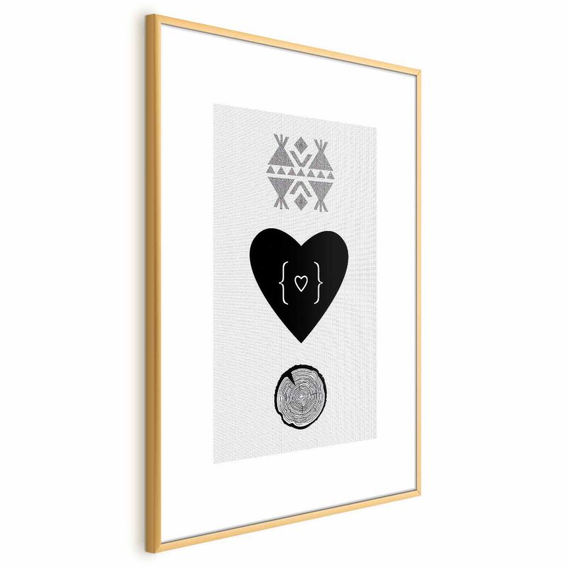 Plakat Artgeist Serce i pień 60x90 cm z ramą złotą 1 szt