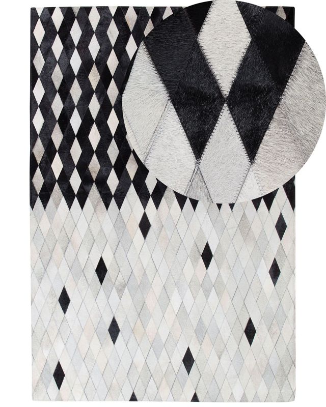 Dywan patchwork skórzany 140 x 200 cm czarno-biały Maldan 1 szt.