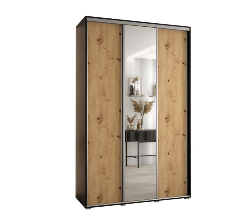 Szafa przesuwna Abiks DAVOS 3 wysoka szer.160cm gł.60cm czarny/artisan/srebrny 1szt.