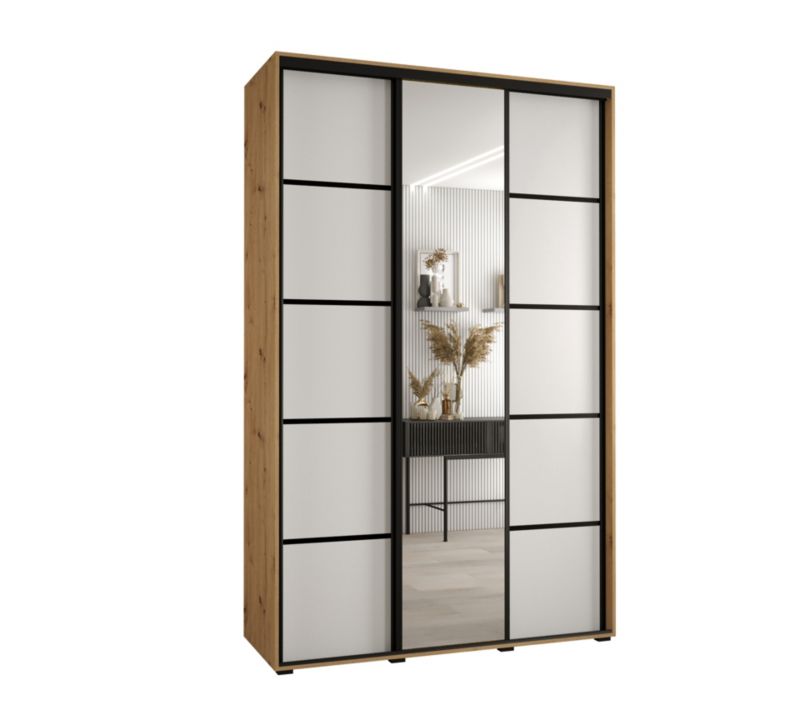 Szafa przesuwna Abiks DAVOS 5 wysoka szer.150cm gł.45cm artisan/biały/czarny 1szt.