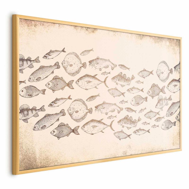 Plakat Artgeist Subtelne rybki 60x40 cm z ramą złotą 1 szt
