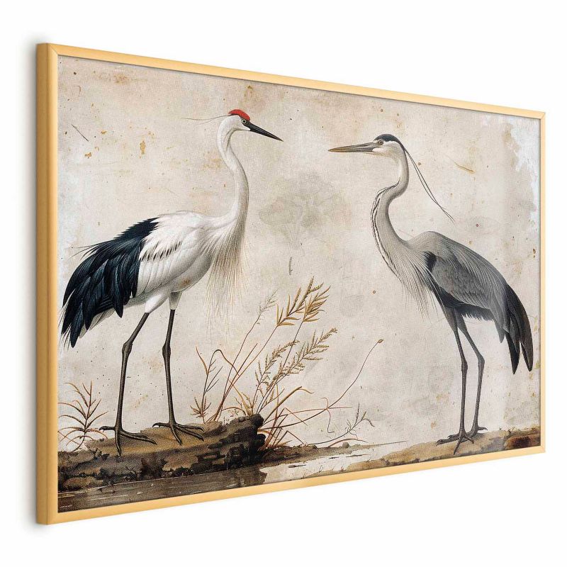 Plakat Artgeist Ptaki z ryciny 60x40 cm z ramą złotą 1 szt