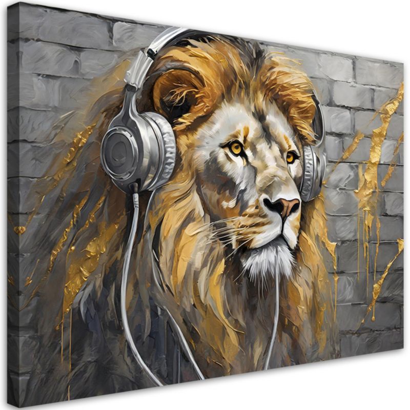 Obraz do salonu Feeby Lew Muzyka Zwierzęta 60x40 cm 1szt