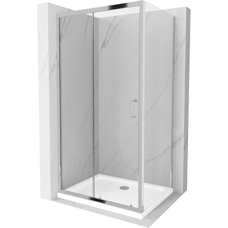 Kabina prysznicowa Mexen Apia rozsuwana 110 x 70 cm transparent chrom + brodzik Flat
