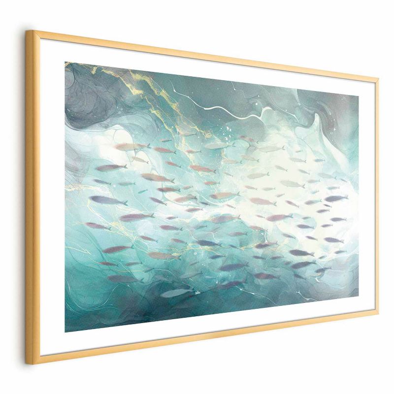 Plakat Artgeist Ławica ryb 60x40 cm z ramą złotą 1 szt