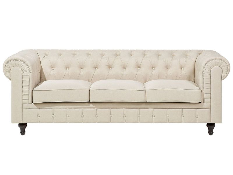Sofa 3-osobowa beżowa Chesterfield 1 szt.