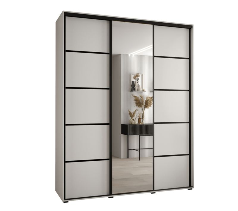 Szafa przesuwna Abiks DAVOS 5 wysoka szer.170cm gł.60cm biały/biały/czarny 1szt.