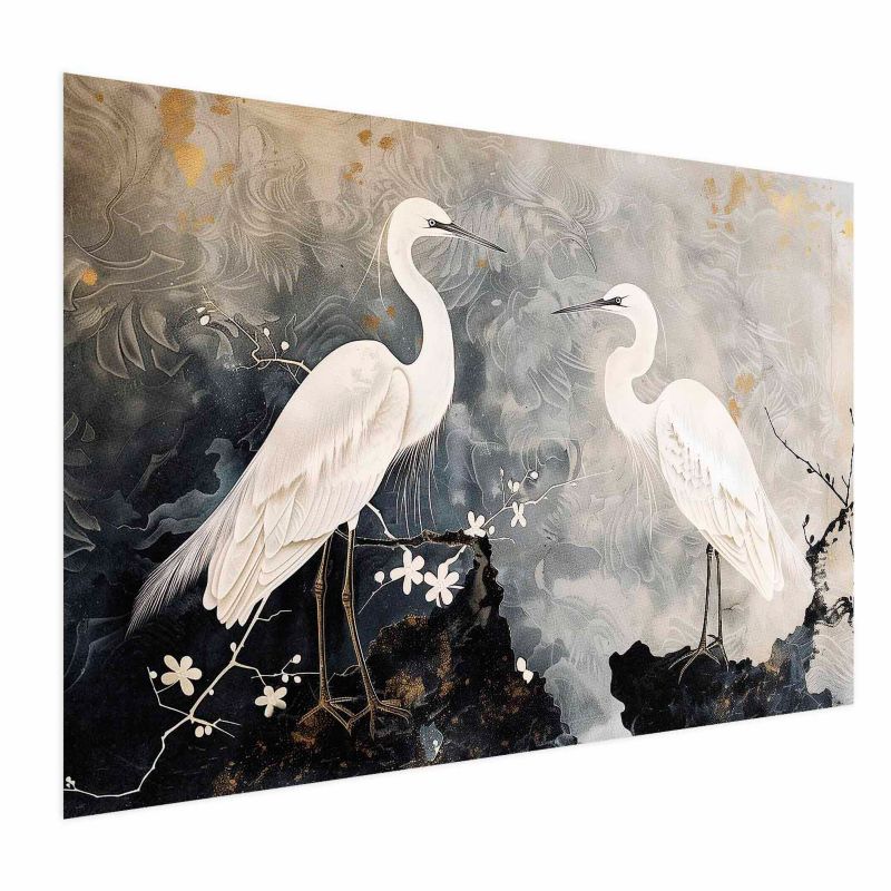 Plakat Artgeist Czaple i kwiat wiśni 90x60 cm bez ramy 1 szt