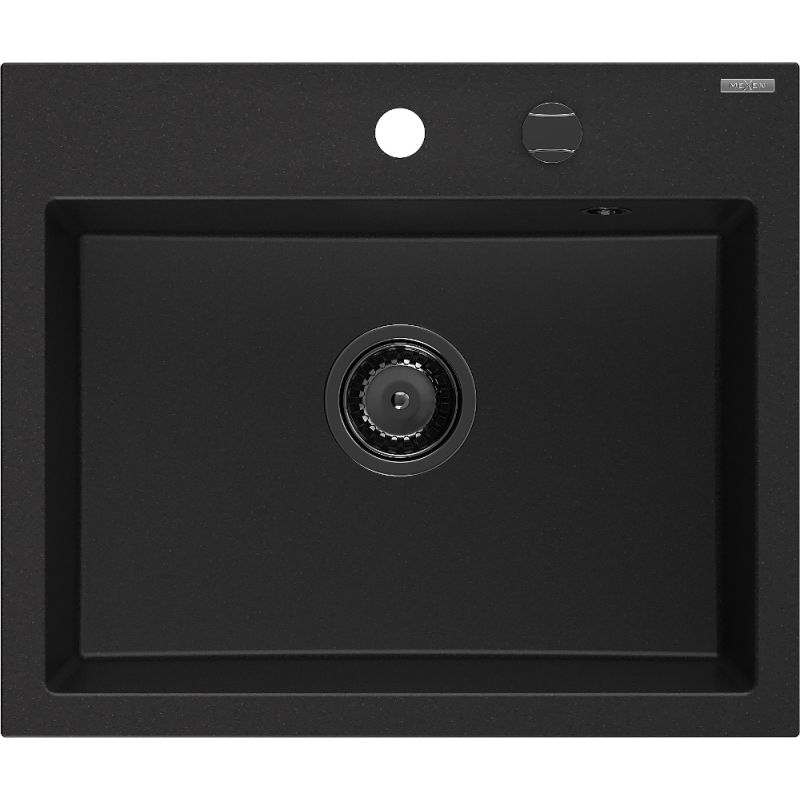 Zlewozmywak granitowy Mexen Oscar 1-komorowy czarny 580x490 mm 1 szt.