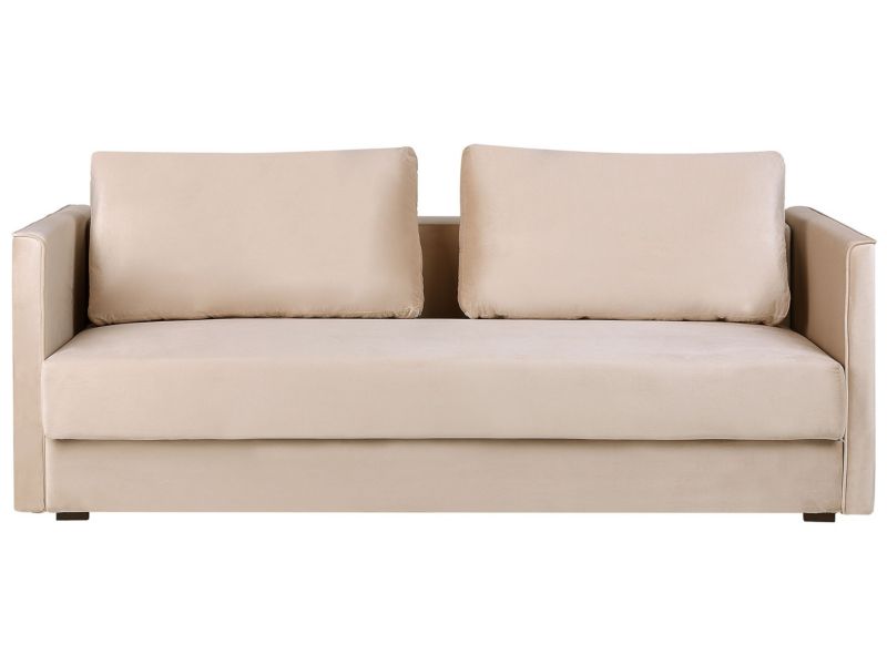 Sofa rozkładana Eksjo Beżowy Welur 1 szt.