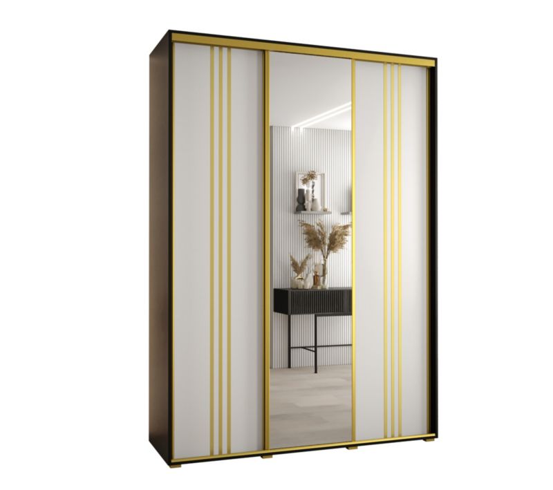 Szafa przesuwna Abiks DAVOS 7 wysoka szer.180cm gł.45cm czarny/biały/złoty 1szt.