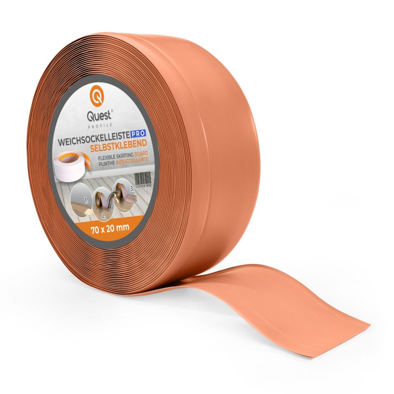 Listwa przypodłogowa PCV 70x20mm, QUEST, elastyczna, miękka listwa podłogowa, cokołowa, ceglany, 20m