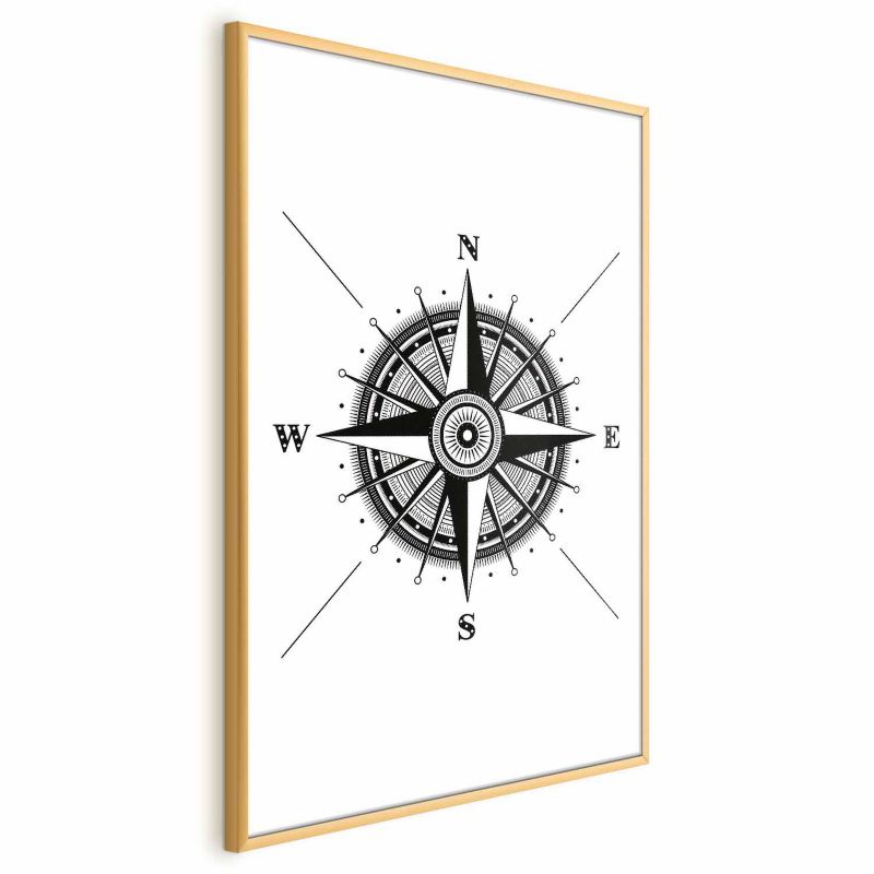 Plakat Artgeist Kompas 21x30 cm z ramą złotą 1 szt