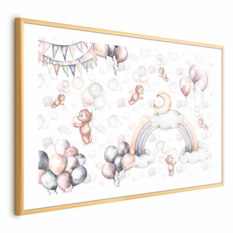 Plakat Artgeist Misie w przestworzach 60x40 cm z ramą złotą 1 szt