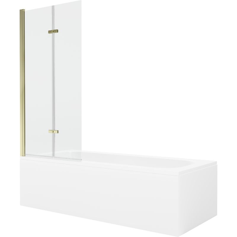 Wanna prostokątna Mexen Vega 150 x 70 cm z obudową i parawanem 2-skrzydłowym 80 cm transparent złoty 1 kpl.