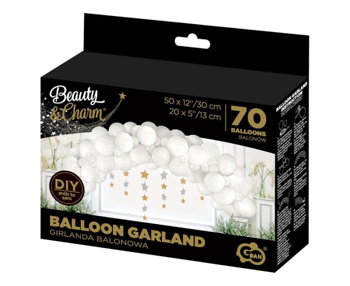 Girlanda balonowa B&C biała, 70 szt.