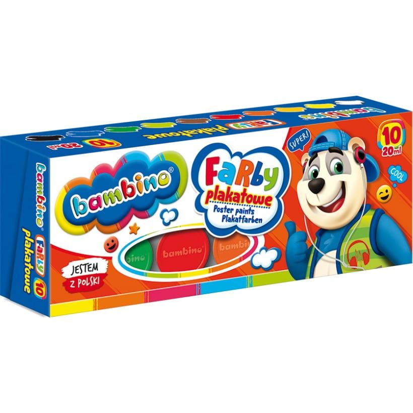 Farby Plakatowe Szkolne 10 kolorów 20 ml Bambino