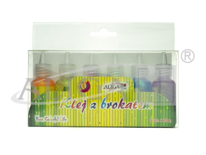 Klej z brokatem KL-1628 mix kol. 6x20g