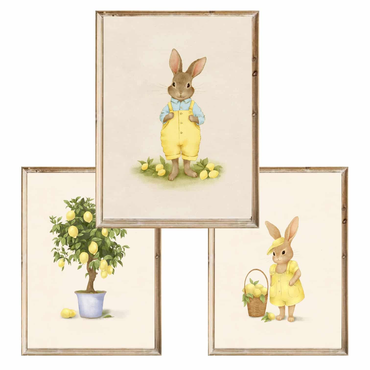 Zestaw trzech plakatów dla dzieci Lemon Bunny - A3