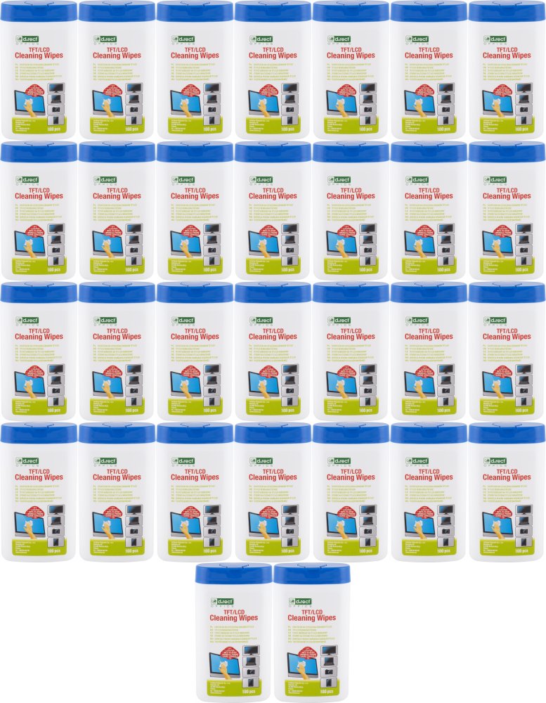 50x Chusteczki nawilżone do czyszczenia ekranów TFT/LCD D.Rect, tuba, 100 sztuk