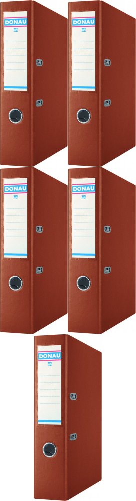 5x Segregator A4 Donau Master, szerokość grzbietu 75mm, do 500 kartek, miedziany