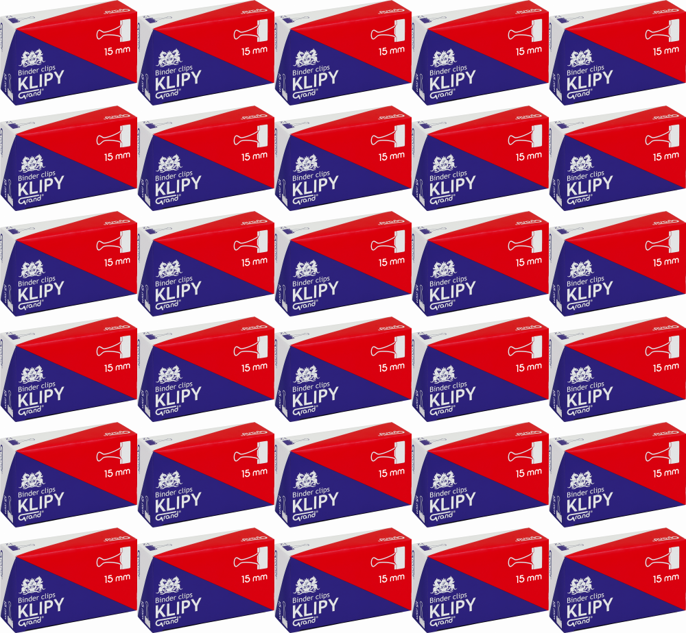 50x Klip biurowy Grand, 15 mm, 12 sztuk, czarny