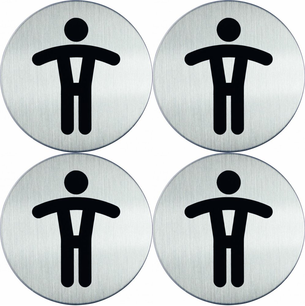 4x Tabliczka informacyjna Durable, "toaleta męska", 83mm, srebrny