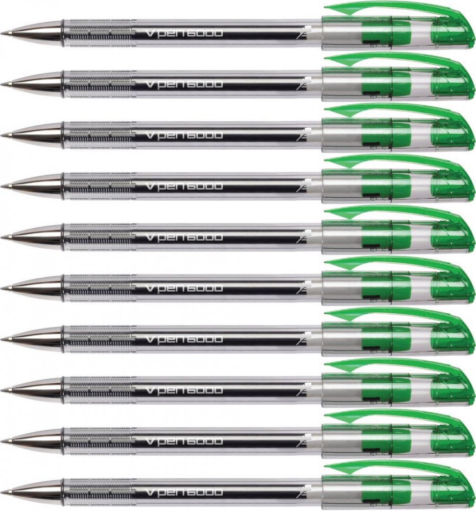 10x Długopis Rystor, V-Pen 6000, 0.7mm zielony