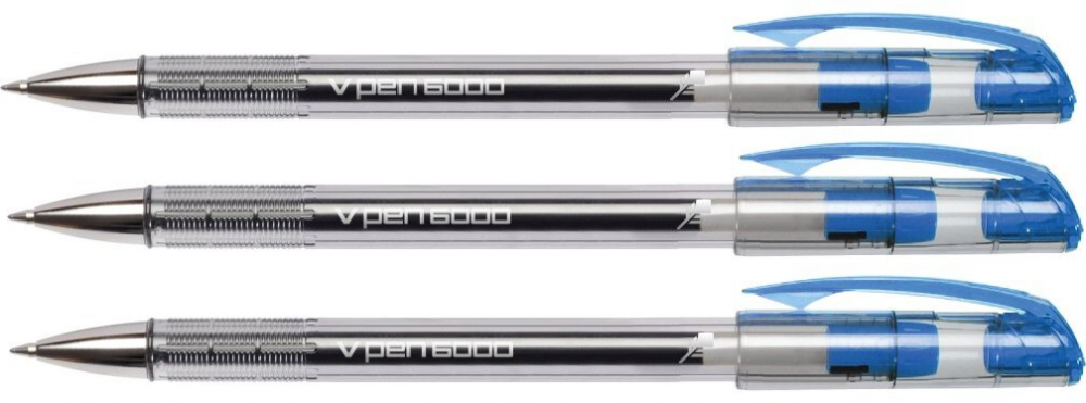 3x długopis Rystor, V-Pen 6000, 0.7mm niebieski