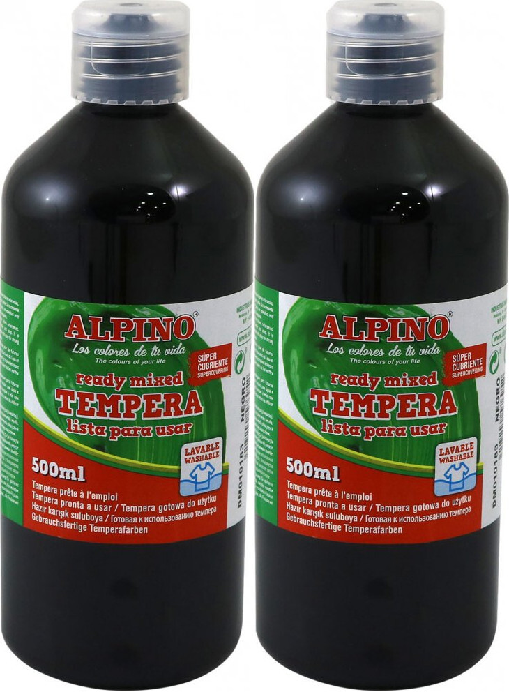 2x Farba plakatowa Alpino, w butelce, 500ml, czarny