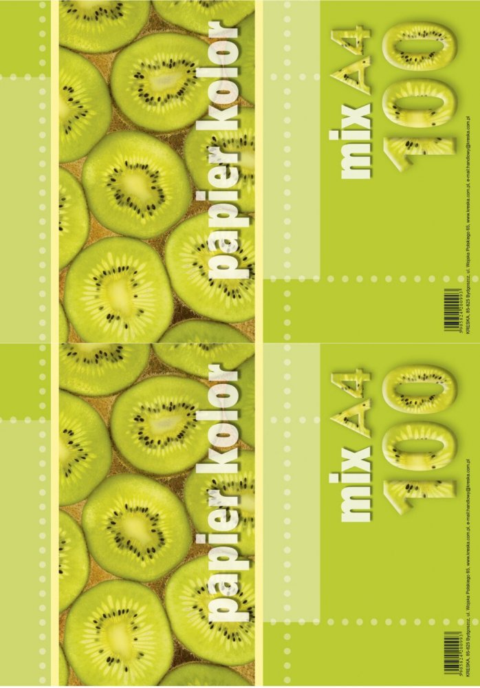 2x Papier kolorowy Kreska, A4, 100 kartek, mix kolorów