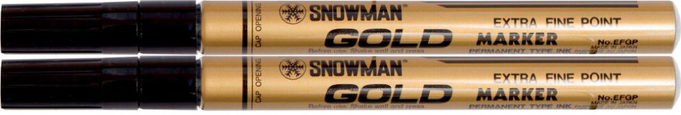 2x Marker olejowy Snowman, cienki, okrągła, złoty