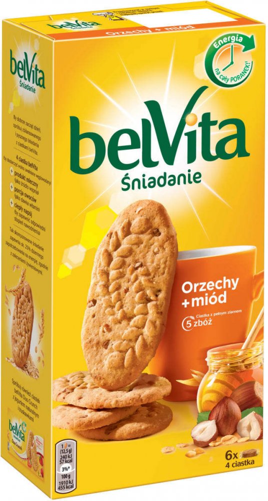 Ciastka zbożowe Belvita, orzechy i miód, 300g