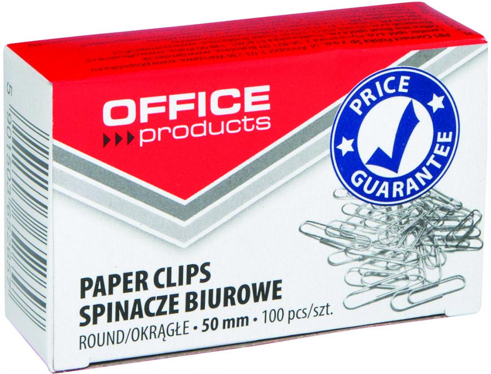 Spinacz okrągły Office Produsts, 50mm, 100 sztuk, srebrny