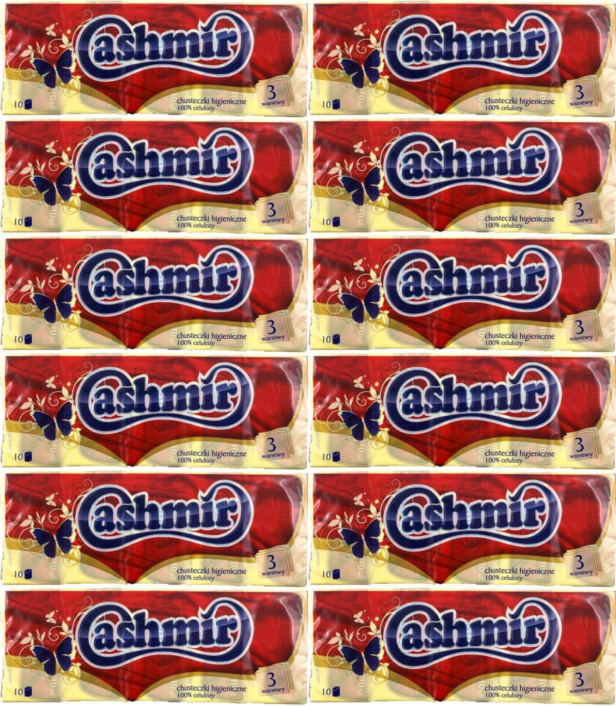 12x Chusteczki higieniczne Cashmir, 10 sztuk x10 chusteczek