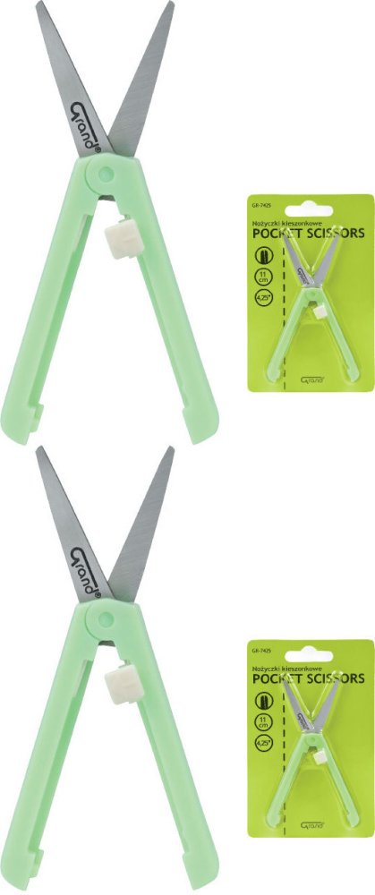2x Nożyczki kieszonkowe Grand GR-7425, 11cm, zielony