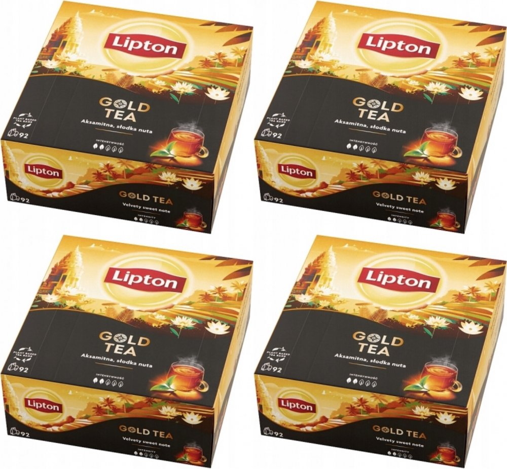 4x Herbata czarna aromatyzowana w torebkach Lipton Gold Tea, 92 sztuki x 1.5g