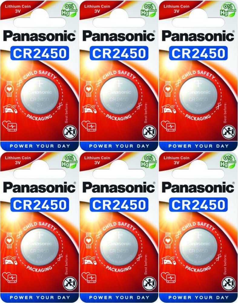 6x Bateria litowa Panasonic, 3V, CR2450, 1 sztuka