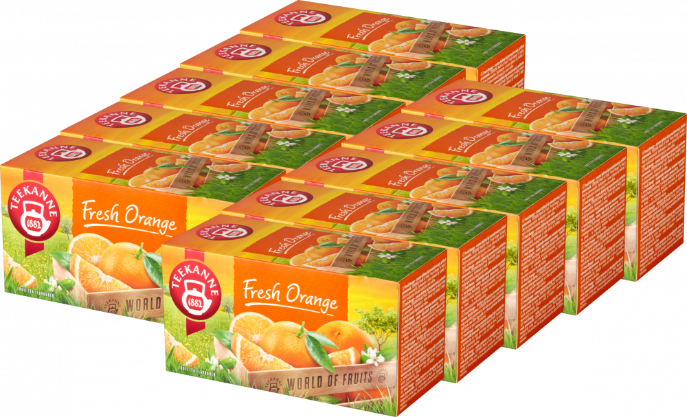 10x Herbata owocowa w kopertach Teekanne World of Fruits Fresh Orange, pomarańcza, 20 sztuk x 2.5g