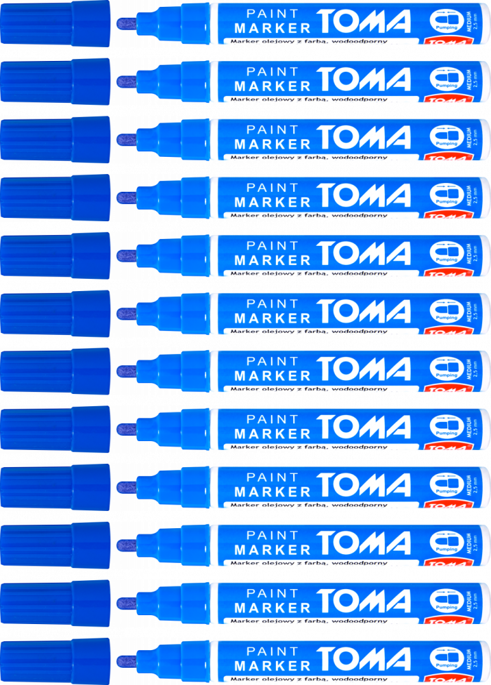 12x Marker olejowy Toma TO-440, okragła, 2.5 mm, niebieski