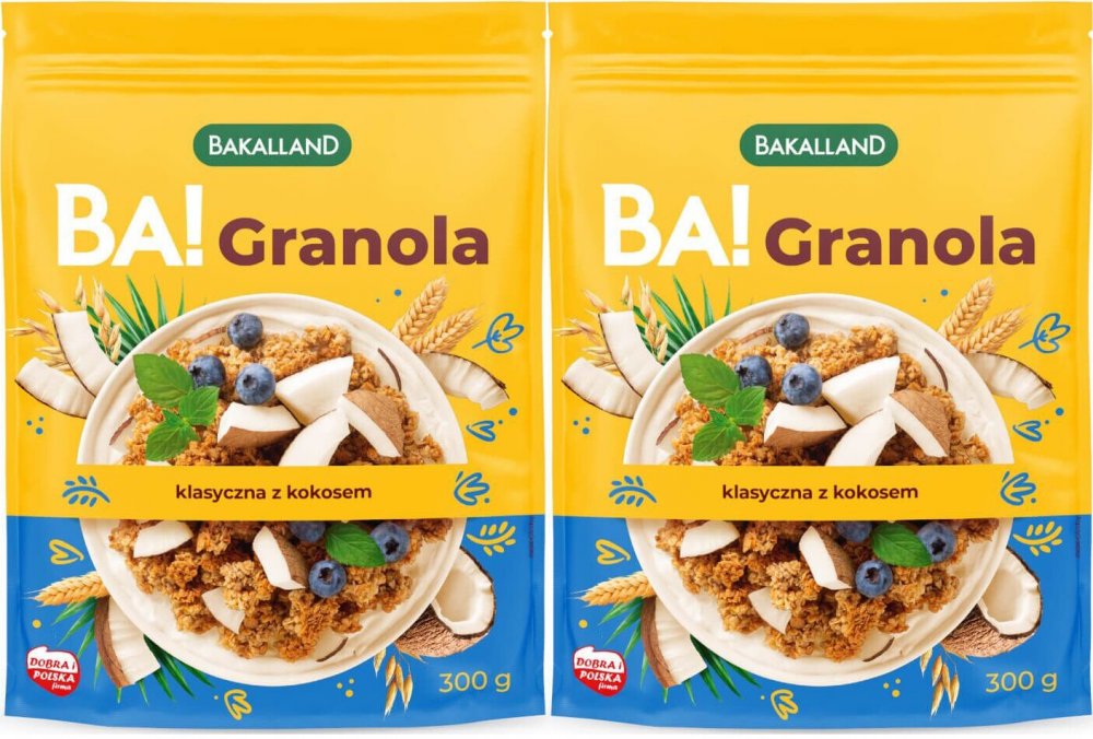 2x Granola Bakalland BA! klasyczna z kokosem, 300g