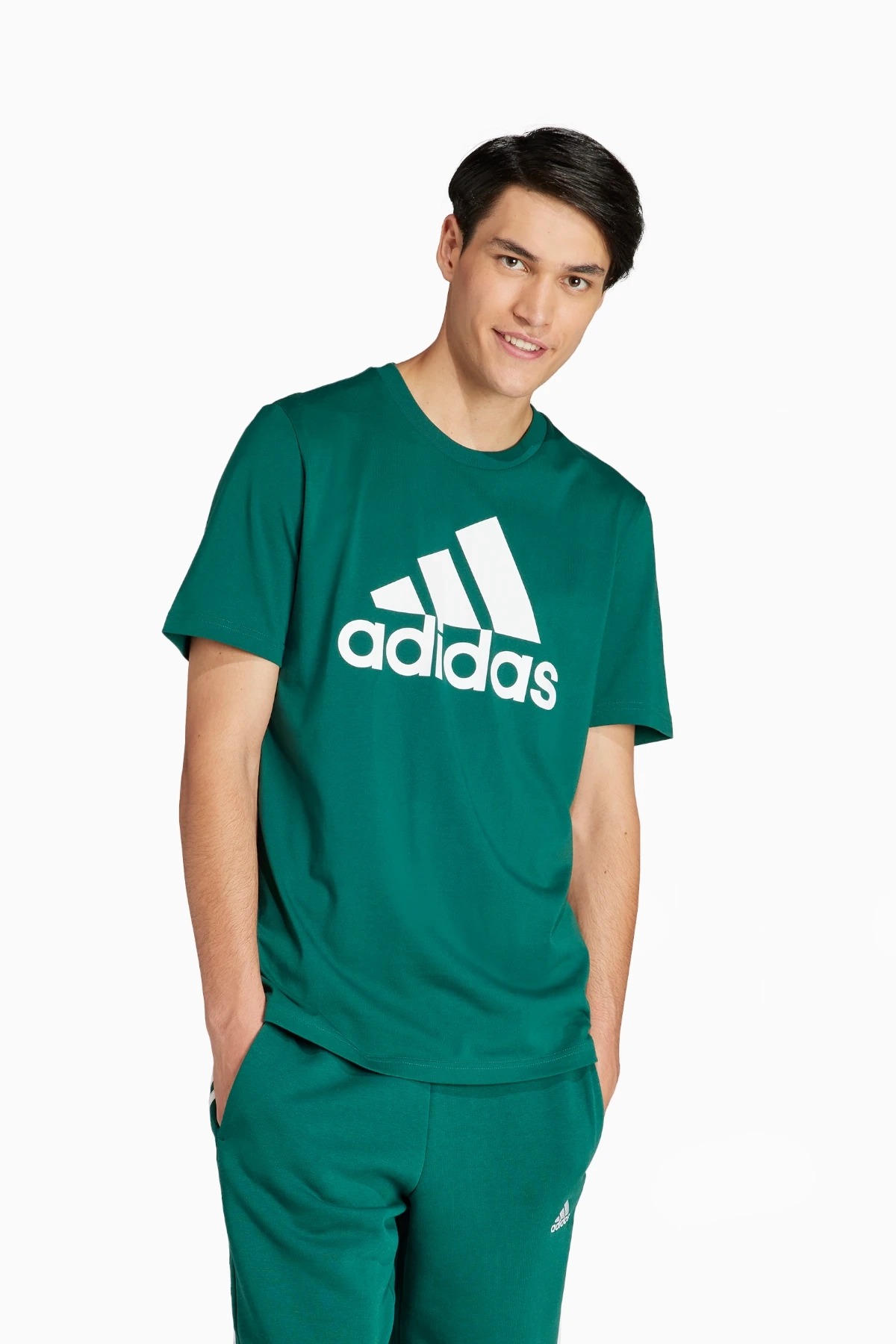 Koszulka adidas Essentials Single Big Logo - Zielony