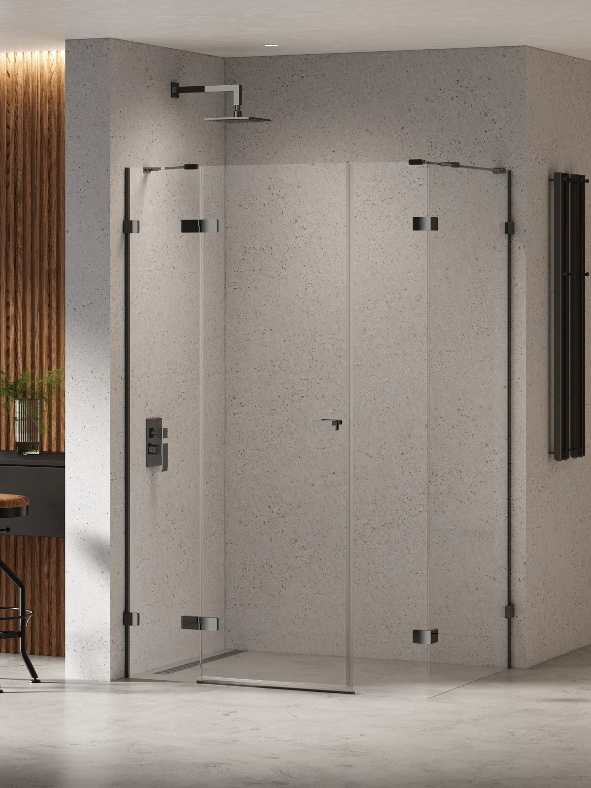 New Trendy Eventa Black Chrome kabina prysznicowa 150x100 cm prostokątna lewa czarny chrom połysk/szkło przezroczyste EXK-6246