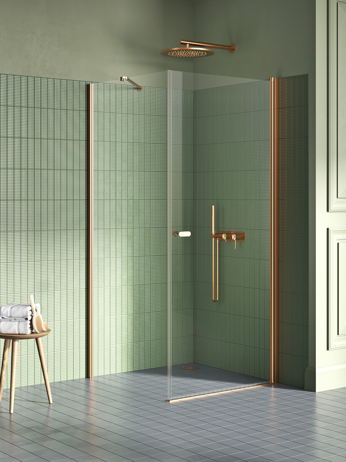 New Trendy New Soleo Copper Brushed kabina prysznicowa 70x90 cm prostokątna miedź szczotkowana/szkło przezroczyste K-2283