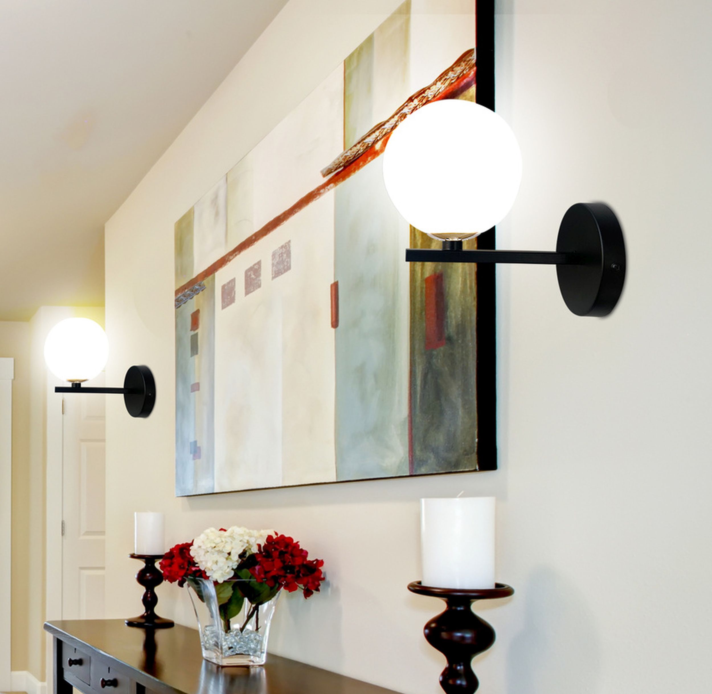 Candellux Kama kinkiet 1x28W czarny/biały 21-01221